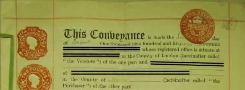 conveyance deed: example of the top fo the firsdt page